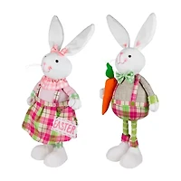 Northlight 19" Pink And Green Bunny Rabbit With Spring Easter Figurine