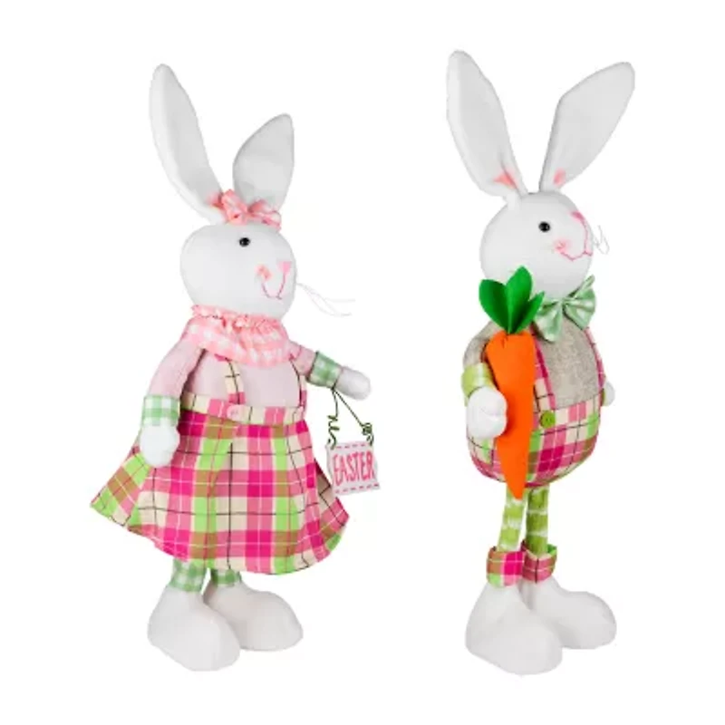Northlight 19" Pink And Green Bunny Rabbit With Spring Easter Figurine