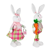 Northlight 19" Pink And Green Bunny Rabbit With Spring Easter Figurine