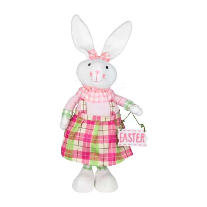 Northlight 19" Pink And Green Bunny Rabbit With Spring Easter Figurine