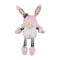Northlight 12" Pink Bunny Ears Sitting With Dangling Legs Easter Gnome