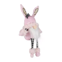 Northlight 12" Pink Bunny Ears Sitting With Dangling Legs Easter Gnome