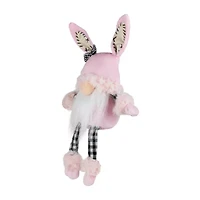 Northlight 12" Pink Bunny Ears Sitting With Dangling Legs Easter Gnome
