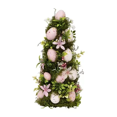 Northlight 14" Pink And White Floral And Foliage Egg Tabletop Tree