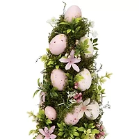 Northlight 14" Pink And White Floral And Foliage Egg Tabletop Tree