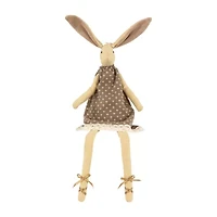 Northlight 12" Beige And Brown Long Legged Sitting Ballerina Girl Bunny Easter Figurine
