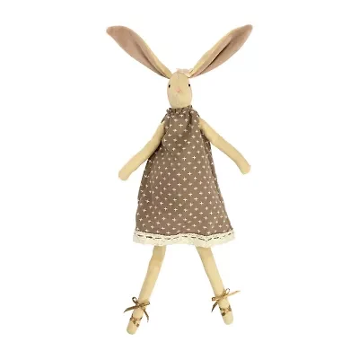 Northlight 12" Beige And Brown Long Legged Sitting Ballerina Girl Bunny Easter Figurine