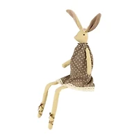 Northlight 12" Beige And Brown Long Legged Sitting Ballerina Girl Bunny Easter Figurine