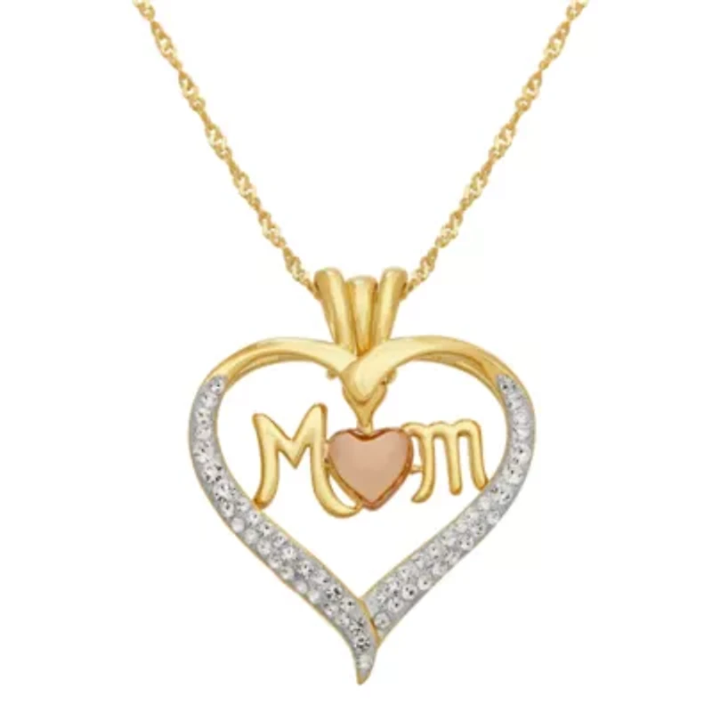 Womens Green Cubic Zirconia 14K Gold Over Silver Heart 18 Inch Pendant Necklace