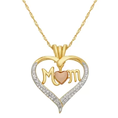 Womens Green Cubic Zirconia 14K Gold Over Silver Heart 18 Inch Pendant Necklace