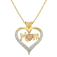Womens Green Cubic Zirconia 14K Gold Over Silver Heart 18 Inch Pendant Necklace