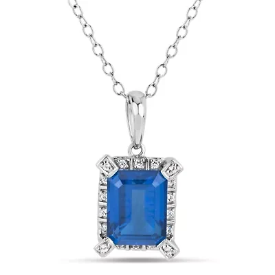 Womens Genuine Blue Topaz Sterling Silver 18 Inch Pendant Necklace