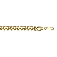 Mens 14K Gold 9 Inch Semisolid Curb Chain Bracelet
