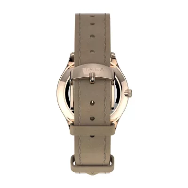 Timex Womens Rose Goldtone Leather Strap Watch Tw2t72400jt