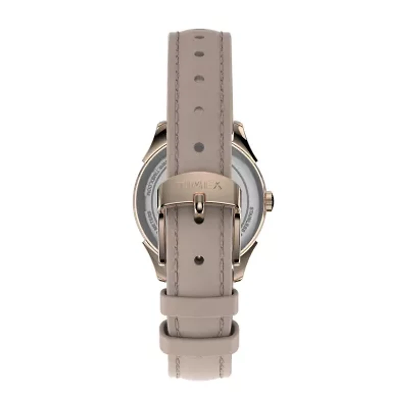 Timex Womens Rose Goldtone Leather Strap Watch Tw2t66500jt