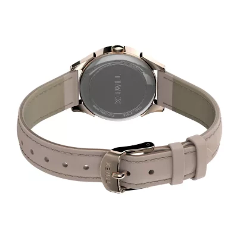 Timex Womens Rose Goldtone Leather Strap Watch Tw2t66500jt