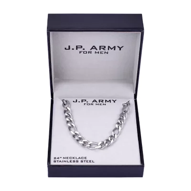 J.P. Army Mens Stainless Steel 24 Inch Link Chain Necklace
