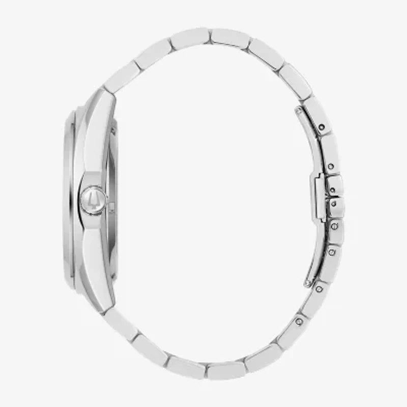 Bulova Surveyor Mens Automatic Silver Tone Stainless Steel Bracelet Watch 96a275