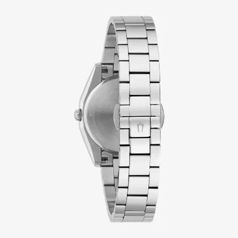 Bulova Surveyor Womens Diamond Accent Silver Tone Stainless Steel Bracelet Watch 96p229
