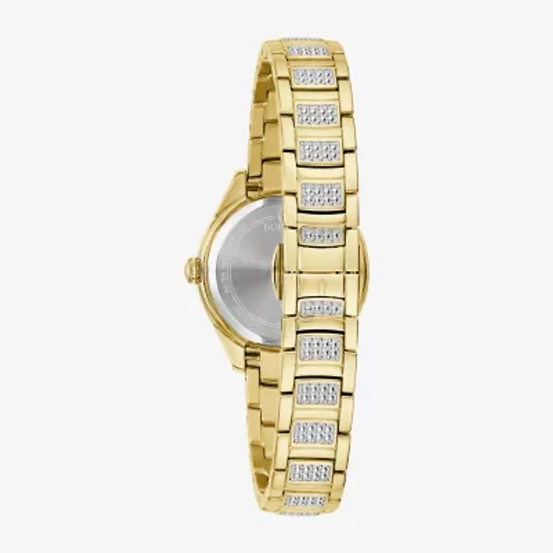 Bulova Crystal Womens Crystal Accent Gold Tone Stainless Steel Bracelet Watch 98l306