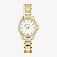 Bulova Crystal Womens Crystal Accent Gold Tone Stainless Steel Bracelet Watch 98l306