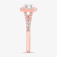 Signature By Modern Bride (G-H / Si1-Si2) Womens 1 3/8 CT. T.W. Lab Grown White Diamond 14K Gold Cushion Side Stone Engagement Ring