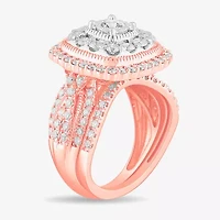 (G-H / Si1-Si2) Womens 2 CT. T.W. Lab Grown White Diamond 10K Gold Cushion Side Stone Bridal Set