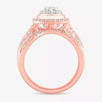 (G-H / SI1-SI2) Womens 1 CT. T.W. Lab Grown Diamond Pear Shape Halo Bridal Set 10K Gold