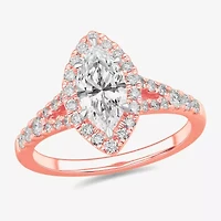 Signature By Modern Bride (G-H / Si1-Si2) Womens 1 3/8 CT. T.W. Lab Grown White Diamond 14K Gold Marquise Side Stone Engagement Ring
