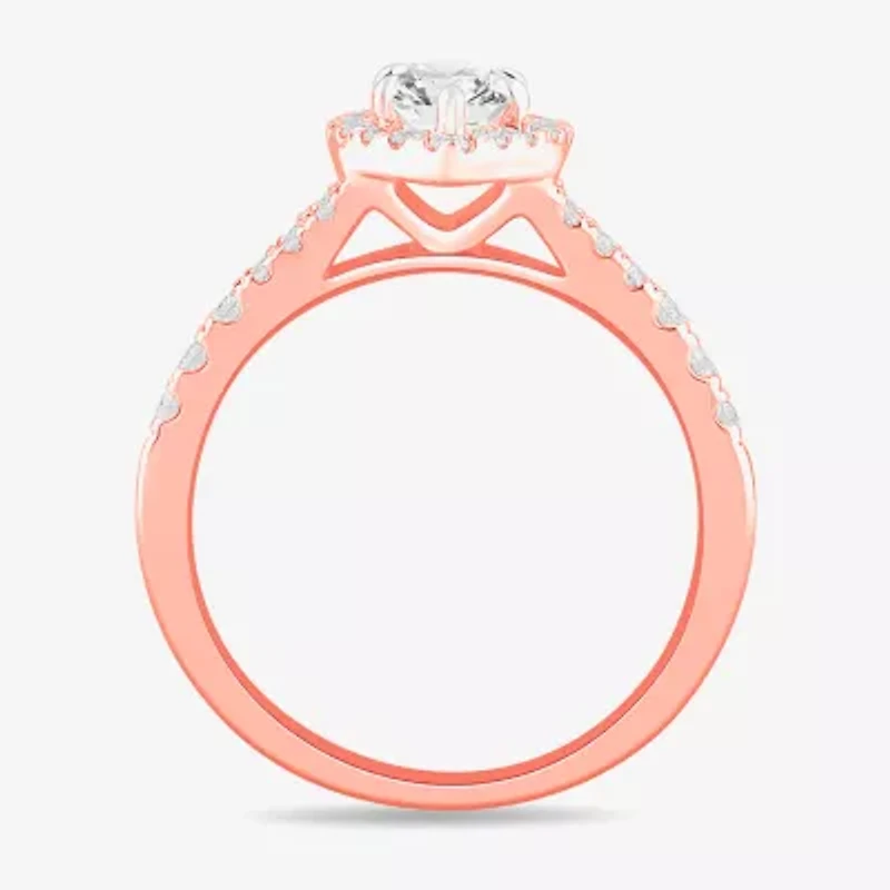Signature By Modern Bride (G-H / Si1-Si2) Womens 1 3/8 CT. T.W. Lab Grown White Diamond 14K Gold Marquise Side Stone Engagement Ring