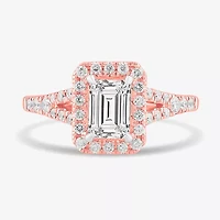 Signature By Modern Bride (G-H / Si1-Si2) Womens 1 3/8 CT. T.W. Lab Grown White Diamond 14K Gold Emerald Side Stone Engagement Ring