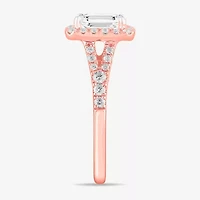 Signature By Modern Bride (G-H / Si1-Si2) Womens 1 3/8 CT. T.W. Lab Grown White Diamond 14K Gold Emerald Side Stone Engagement Ring