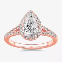 Signature By Modern Bride (G-H / Si1-Si2) Womens 1 3/8 CT. T.W. Lab Grown White Diamond 14K Gold Pear Side Stone Engagement Ring