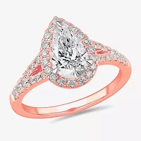 Signature By Modern Bride (G-H / Si1-Si2) Womens 1 3/8 CT. T.W. Lab Grown White Diamond 14K Gold Pear Side Stone Engagement Ring