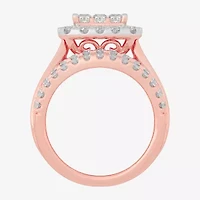 Womens 3 CT.T.W. Natural Diamond 10K Gold Cushion Side Stone Engagement Ring