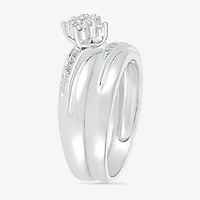 4.65mm Unisex Adult 1/4 CT. T.W. Natural White Diamond 10K White Gold Marquise Side Stone Wedding Ring Set