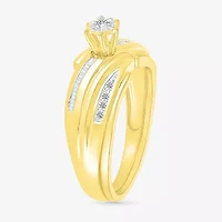 4.80mm Unisex Adult 1/3 CT. T.W. Natural White Diamond 10K Gold Round Side Stone Wedding Ring Set