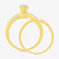 4.80mm Unisex Adult 1/3 CT. T.W. Natural White Diamond 10K Gold Round Side Stone Wedding Ring Set