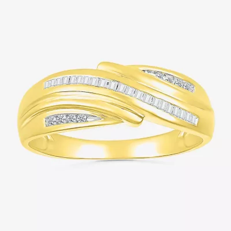 4.80mm Unisex Adult 1/3 CT. T.W. Natural White Diamond 10K Gold Round Side Stone Wedding Ring Set