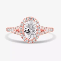 Signature By Modern Bride (G-H / Si1-Si2) Womens 1 3/8 CT. T.W. Lab Grown White Diamond 14K Gold Oval Side Stone Engagement Ring