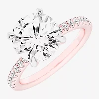 (G-H / Si1-Si2) Womens 4 1/4 CT. T.W. Lab Grown White Diamond 14K Gold Round Side Stone Engagement Ring