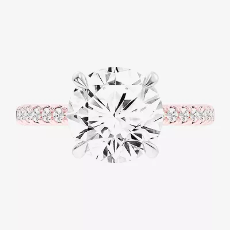 (G-H / Si1-Si2) Womens 4 1/4 CT. T.W. Lab Grown White Diamond 14K Gold Round Side Stone Engagement Ring