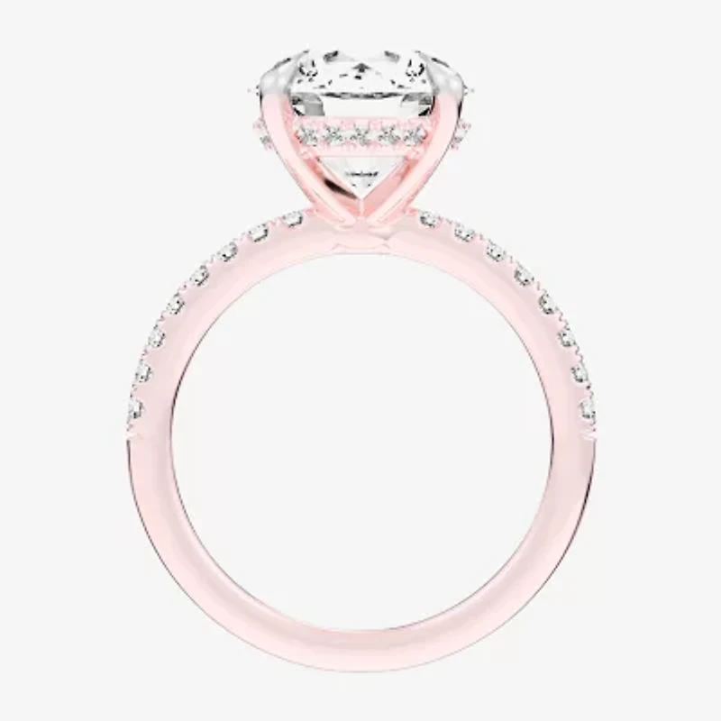 (G-H / Si1-Si2) Womens 4 1/4 CT. T.W. Lab Grown White Diamond 14K Gold Round Side Stone Engagement Ring