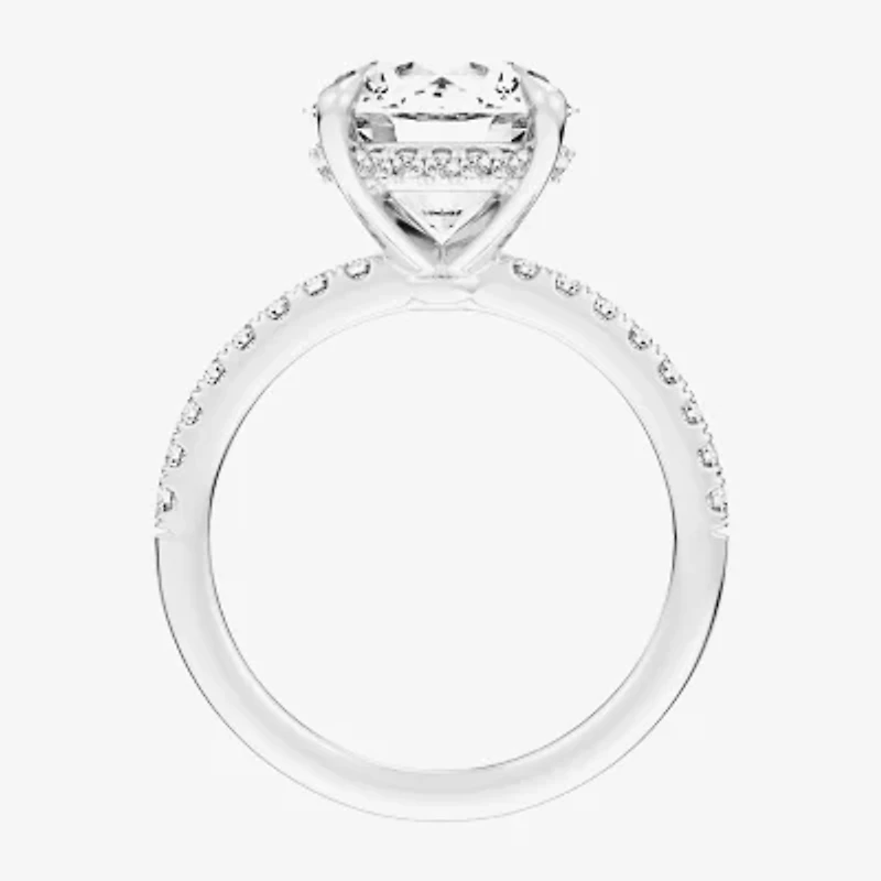 (G-H / Si1-Si2 Womens 4 1/4 CT. T.W. Lab Grown White Diamond 14K Gold Round Side Stone Engagement Ring