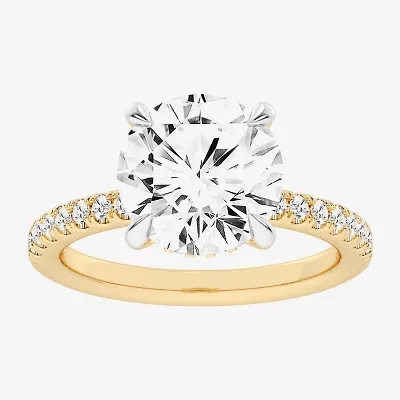 G-H / Si1-Si2) Womens 1 / CT. T.W. Lab Grown White Diamond 14K Gold Round Side Stone Engagement Ring