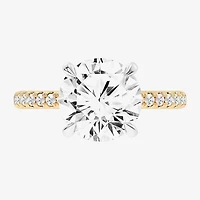 (G-H / Si1-Si2 Womens 4 1/4 CT. T.W. Lab Grown White Diamond 14K Gold Round Side Stone Engagement Ring