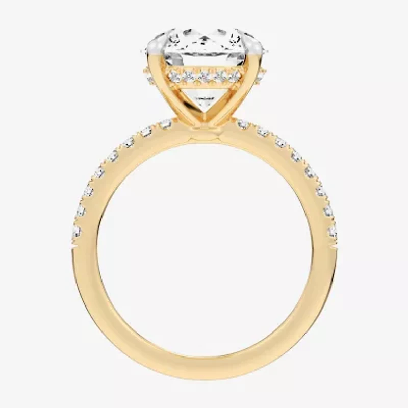(G-H / Si1-Si2 Womens 4 1/4 CT. T.W. Lab Grown White Diamond 14K Gold Round Side Stone Engagement Ring