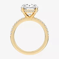 (G-H / Si1-Si2 Womens 4 1/4 CT. T.W. Lab Grown White Diamond 14K Gold Round Side Stone Engagement Ring