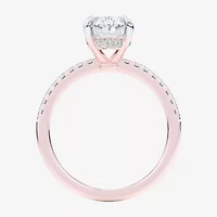 (G-H / Si1-Si2 Womens 4 1/4 CT. T.W. Lab Grown White Diamond 14K Rose Gold Oval Side Stone Engagement Ring