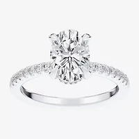 (G-H / Si1-Si2 Womens 4 1/4 CT. T.W. Lab Grown White Diamond 14K Gold Oval Side Stone Engagement Ring